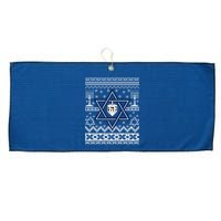 Hanukkah Ugly Christmas Sweater Large Microfiber Waffle Golf Towel