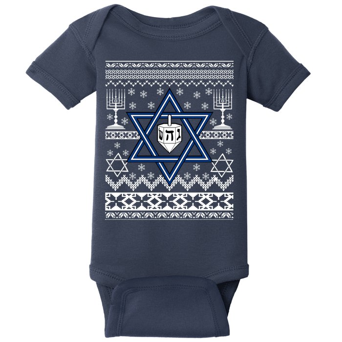 Hanukkah Ugly Christmas Sweater Baby Bodysuit