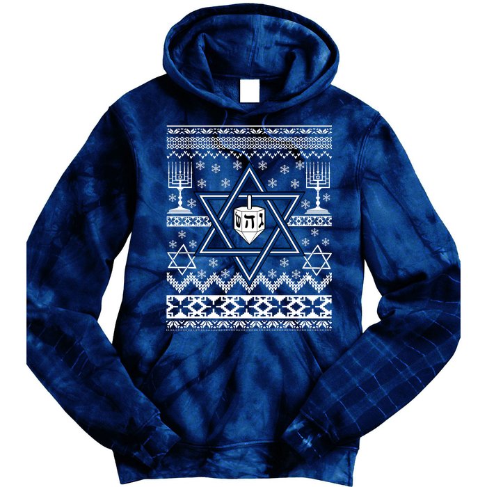 Hanukkah Ugly Christmas Sweater Tie Dye Hoodie