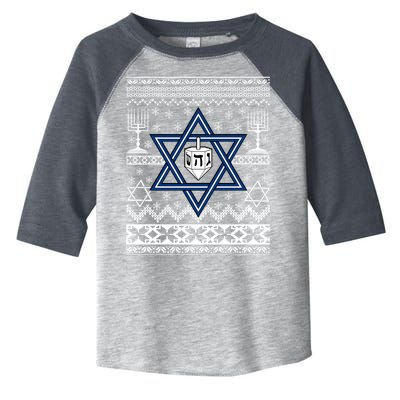 Hanukkah Ugly Christmas Sweater Toddler Fine Jersey T-Shirt