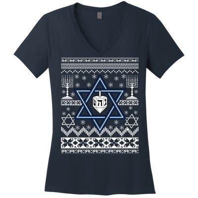 Hanukkah Ugly Christmas Sweater Women's V-Neck T-Shirt