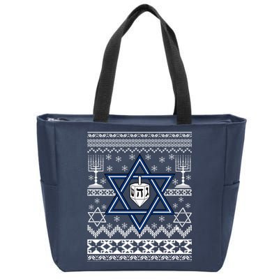 Hanukkah Ugly Christmas Sweater Zip Tote Bag