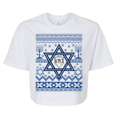 Hanukkah Ugly Christmas Sweater Bella+Canvas Jersey Crop Tee