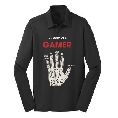 Hand Anatomy Of Gamer Gift Silk Touch Performance Long Sleeve Polo