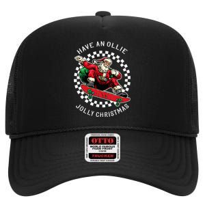 Have An Ollie Jolly Christmas Santa Claus High Crown Mesh Back Trucker Hat