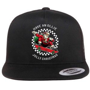 Have An Ollie Jolly Christmas Santa Claus Flat Bill Trucker Hat