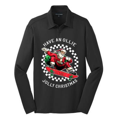 Have An Ollie Jolly Christmas Santa Claus Silk Touch Performance Long Sleeve Polo