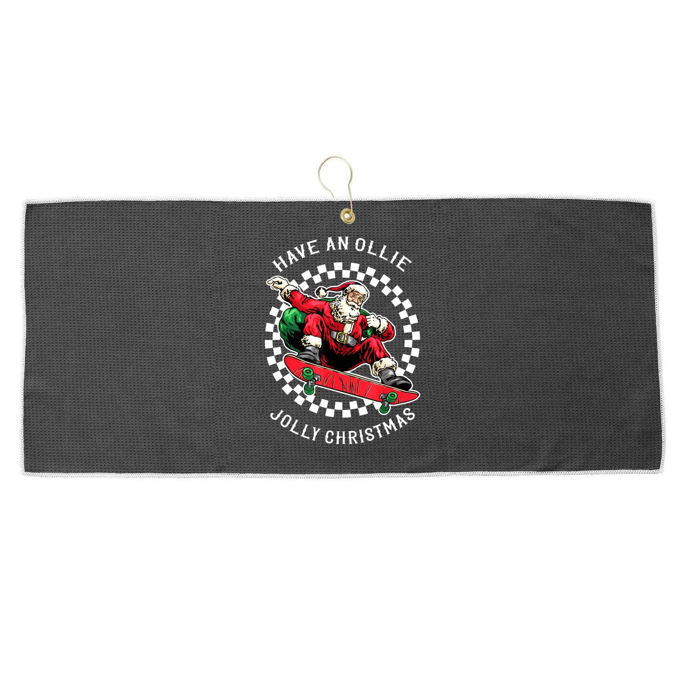 Have An Ollie Jolly Christmas Santa Claus Large Microfiber Waffle Golf Towel