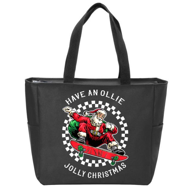 Have An Ollie Jolly Christmas Santa Claus Zip Tote Bag