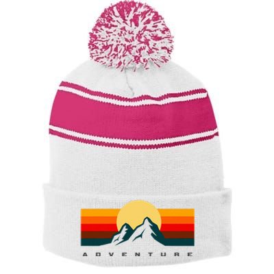 Hiking Apparel Outdoor Camping Backpacking Hiking Stripe Pom Pom Beanie