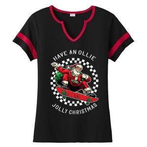 Have An Ollie Jolly Christmas Santa Claus Ladies Halftime Notch Neck Tee