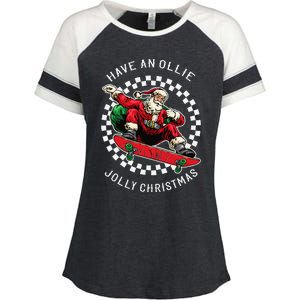 Have An Ollie Jolly Christmas Santa Claus Enza Ladies Jersey Colorblock Tee