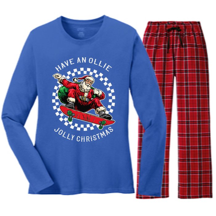 Have An Ollie Jolly Christmas Santa Claus Women's Long Sleeve Flannel Pajama Set 