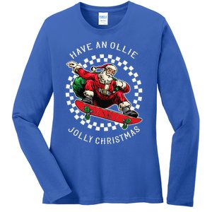 Have An Ollie Jolly Christmas Santa Claus Ladies Long Sleeve Shirt