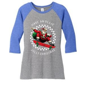 Have An Ollie Jolly Christmas Santa Claus Women's Tri-Blend 3/4-Sleeve Raglan Shirt