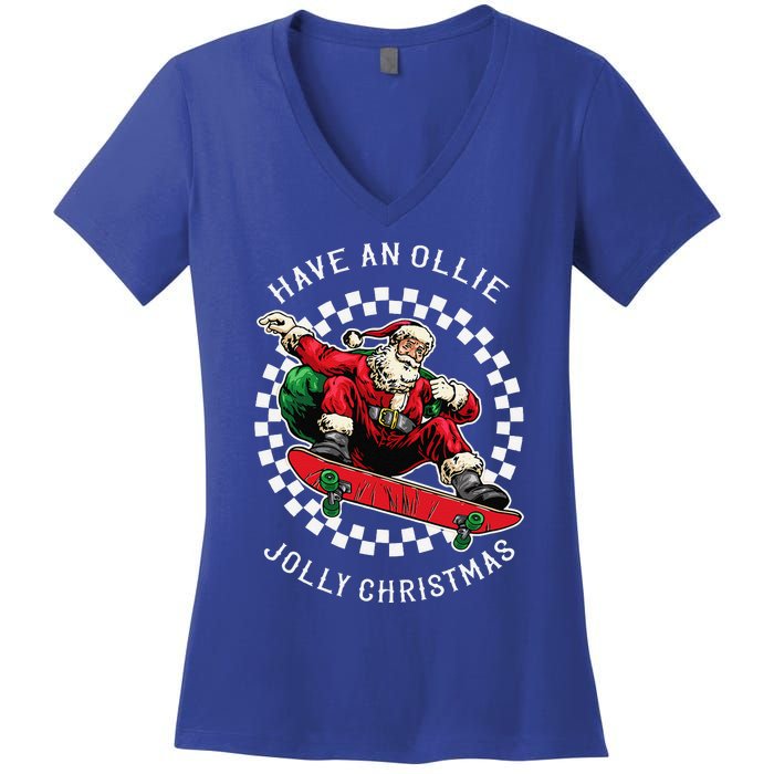 Have An Ollie Jolly Christmas Santa Claus Women's V-Neck T-Shirt