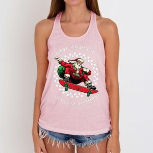 Have An Ollie Jolly Christmas Santa Claus Women's Knotted Racerback Tank