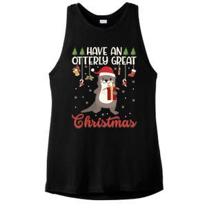 Have An Otterly Great Christmas Funny Gift Funny Otter Xmas Pun Jokes Meaningful Ladies PosiCharge Tri-Blend Wicking Tank