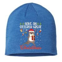 Have An Otterly Great Christmas Funny Gift Funny Otter Xmas Pun Jokes Meaningful Sustainable Beanie