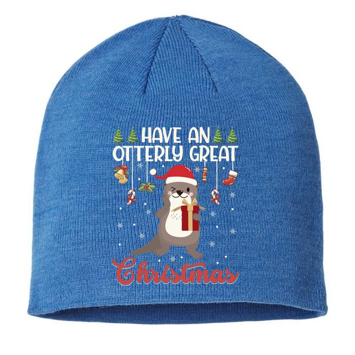 Have An Otterly Great Christmas Funny Gift Funny Otter Xmas Pun Jokes Meaningful Sustainable Beanie