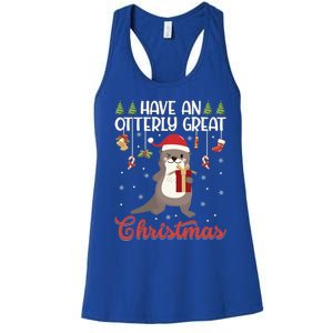 Have An Otterly Great Christmas Funny Gift Funny Otter Xmas Pun Jokes Meaningful Women's Racerback Tank