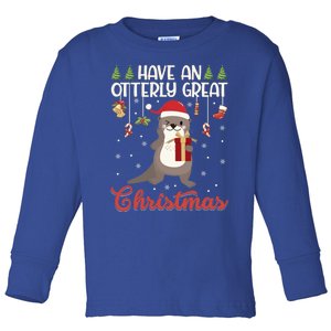 Have An Otterly Great Christmas Funny Gift Funny Otter Xmas Pun Jokes Meaningful Toddler Long Sleeve Shirt