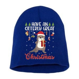 Have An Otterly Great Christmas Funny Gift Funny Otter Xmas Pun Jokes Meaningful Short Acrylic Beanie