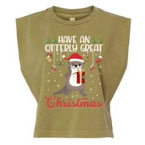 Have An Otterly Great Christmas Funny Gift Funny Otter Xmas Pun Jokes Meaningful Garment-Dyed Women's Muscle Tee