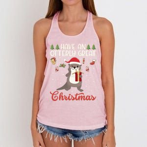 Have An Otterly Great Christmas Funny Gift Funny Otter Xmas Pun Jokes Meaningful Women's Knotted Racerback Tank