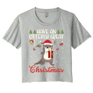 Have An Otterly Great Christmas Funny Gift Funny Otter Xmas Pun Jokes Meaningful Women's Crop Top Tee