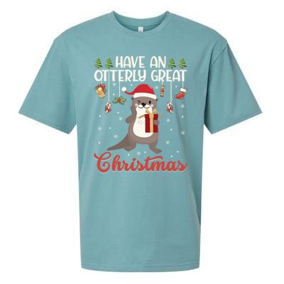 Have An Otterly Great Christmas Funny Gift Funny Otter Xmas Pun Jokes Meaningful Sueded Cloud Jersey T-Shirt