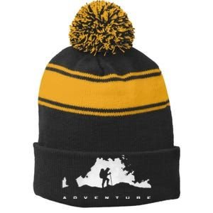 Hiking Apparel Outdoor Camping Backpacking Hiking Stripe Pom Pom Beanie