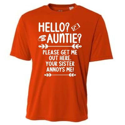 Hello Auntie Please Get Me Out Here Auntie Aunt Nephew Niece Gift Cooling Performance Crew T-Shirt