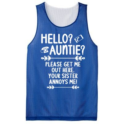 Hello Auntie Please Get Me Out Here Auntie Aunt Nephew Niece Gift Mesh Reversible Basketball Jersey Tank