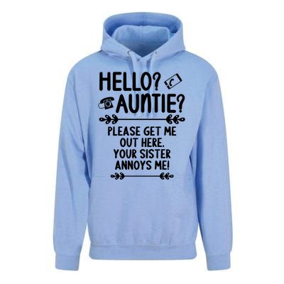 Hello Auntie Please Get Me Out Here Auntie Aunt Nephew Niece Gift Unisex Surf Hoodie