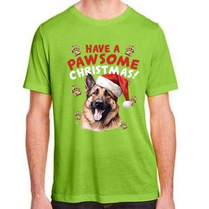 Have A Pawsome Christmas Ger Shepherd Santa Hat Dog Paws Gift Adult ChromaSoft Performance T-Shirt