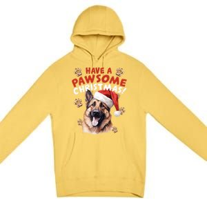 Have A Pawsome Christmas Ger Shepherd Santa Hat Dog Paws Gift Premium Pullover Hoodie