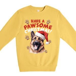 Have A Pawsome Christmas Ger Shepherd Santa Hat Dog Paws Gift Premium Crewneck Sweatshirt