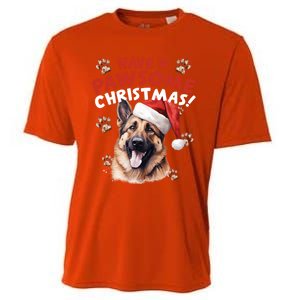 Have A Pawsome Christmas Ger Shepherd Santa Hat Dog Paws Gift Cooling Performance Crew T-Shirt