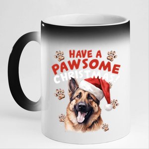 Have A Pawsome Christmas Ger Shepherd Santa Hat Dog Paws Gift 11oz Black Color Changing Mug