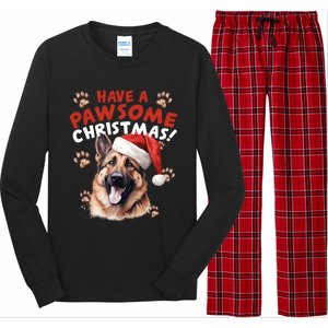 Have A Pawsome Christmas Ger Shepherd Santa Hat Dog Paws Gift Long Sleeve Pajama Set