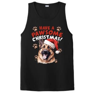 Have A Pawsome Christmas Ger Shepherd Santa Hat Dog Paws Gift PosiCharge Competitor Tank