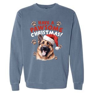 Have A Pawsome Christmas Ger Shepherd Santa Hat Dog Paws Gift Garment-Dyed Sweatshirt