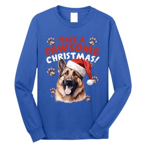 Have A Pawsome Christmas Ger Shepherd Santa Hat Dog Paws Gift Long Sleeve Shirt