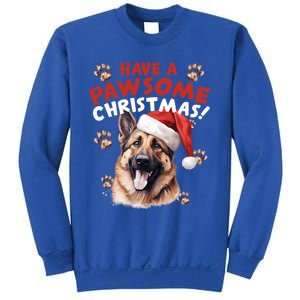 Have A Pawsome Christmas Ger Shepherd Santa Hat Dog Paws Gift Sweatshirt