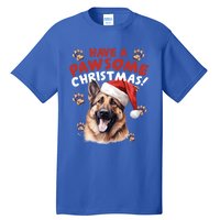 Have A Pawsome Christmas Ger Shepherd Santa Hat Dog Paws Gift Tall T-Shirt