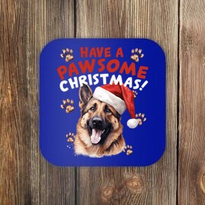 Have A Pawsome Christmas Ger Shepherd Santa Hat Dog Paws Gift Coaster