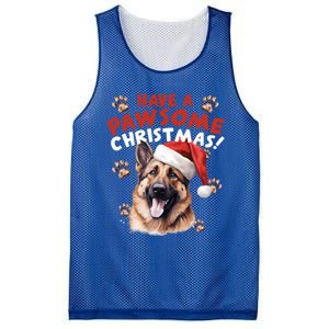 Have A Pawsome Christmas Ger Shepherd Santa Hat Dog Paws Gift Mesh Reversible Basketball Jersey Tank