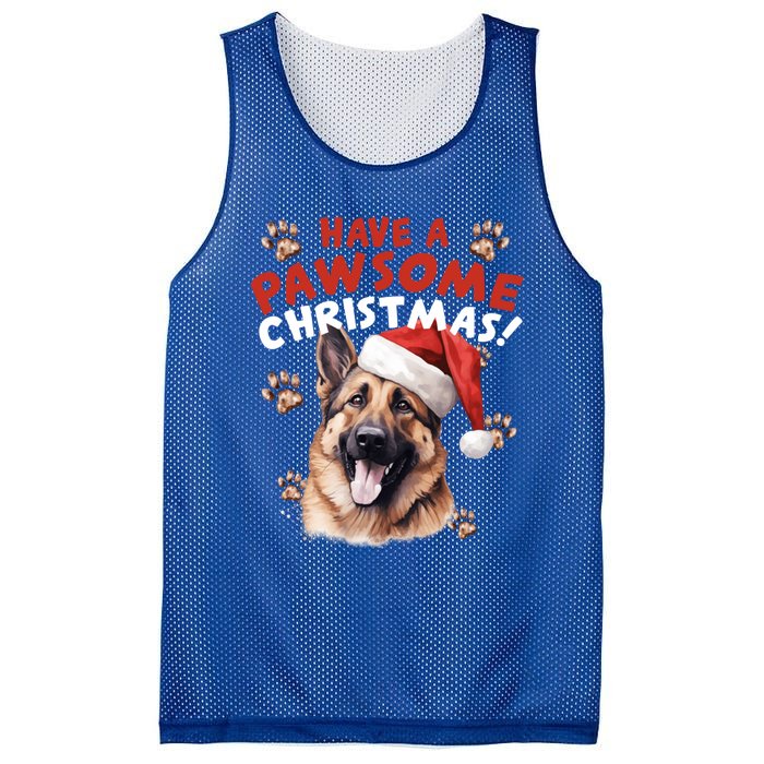 Have A Pawsome Christmas Ger Shepherd Santa Hat Dog Paws Gift Mesh Reversible Basketball Jersey Tank