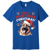 Have A Pawsome Christmas Ger Shepherd Santa Hat Dog Paws Gift Premium T-Shirt